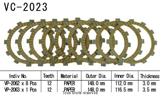 Kyoto - Disques garnis d'embrayage VC2023