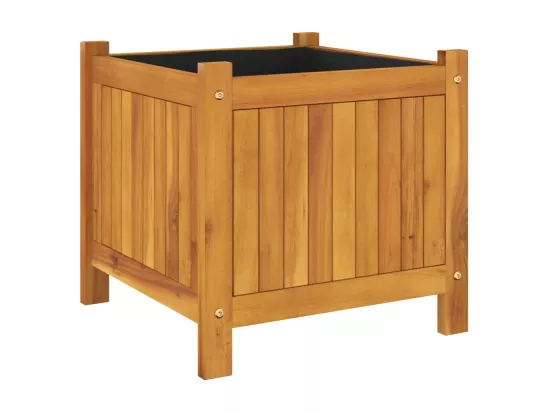 Jardinière avec doublure 42x42x40 cm bois massif d'acacia