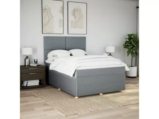 Sommier à lattes de lit avec matelas Gris clair 160x200cm Tissu