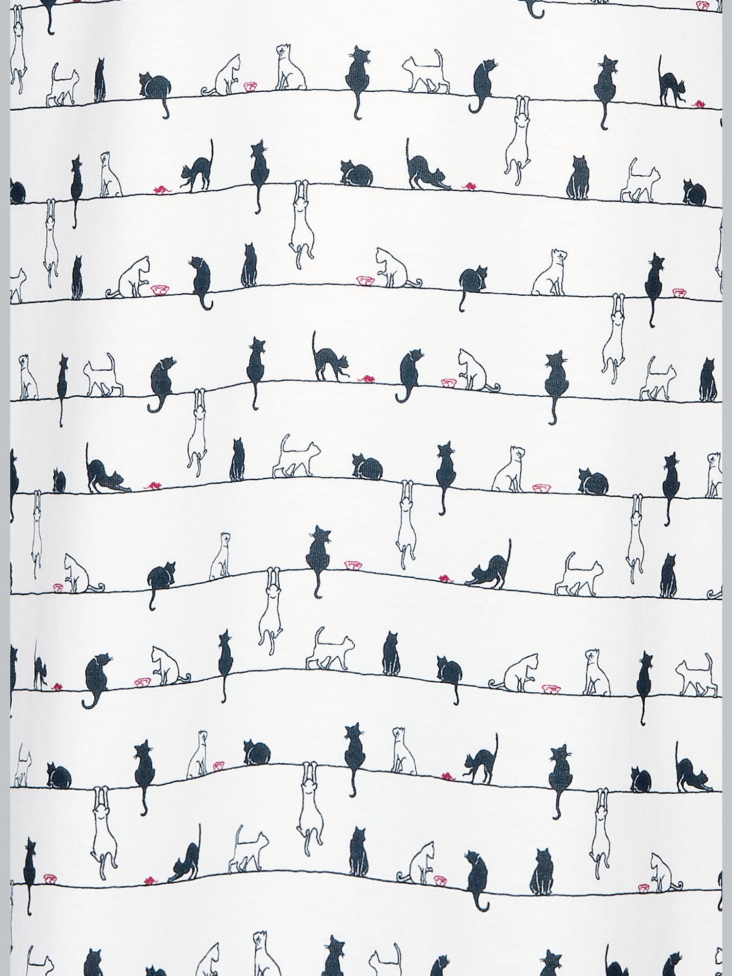 3/4 Arm Nachthemd mit Katzenmotiv Weiss