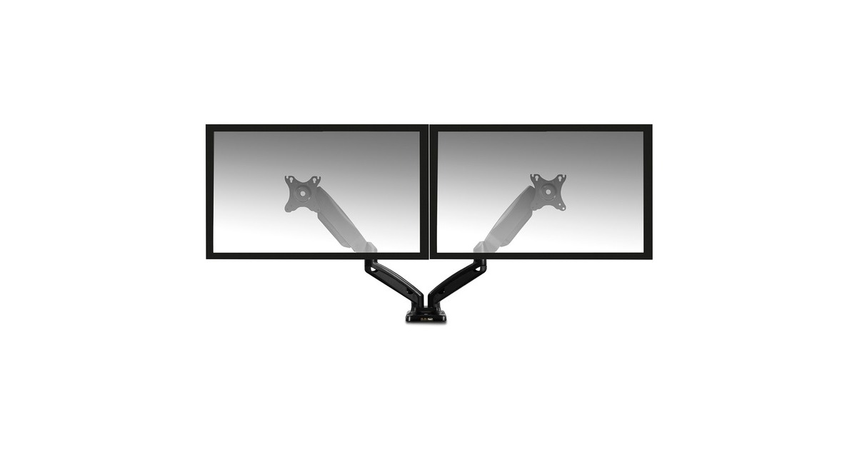ACT ConnectivityMonitorarm office met gasveer, 2 schermen  (Zwart)