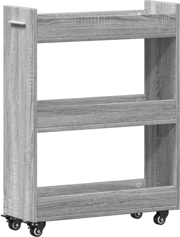vidaXL Kast met Wieltjes - Grijs - Bewerkt Hout - 2 Vakken