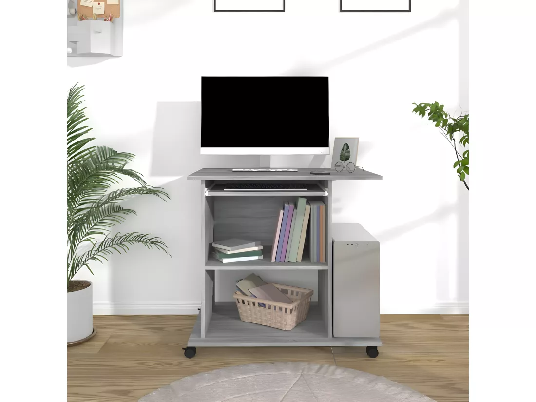 Bureau d'ordinateur Sonoma gris 80x50x75 cm Bois d'ingénierie