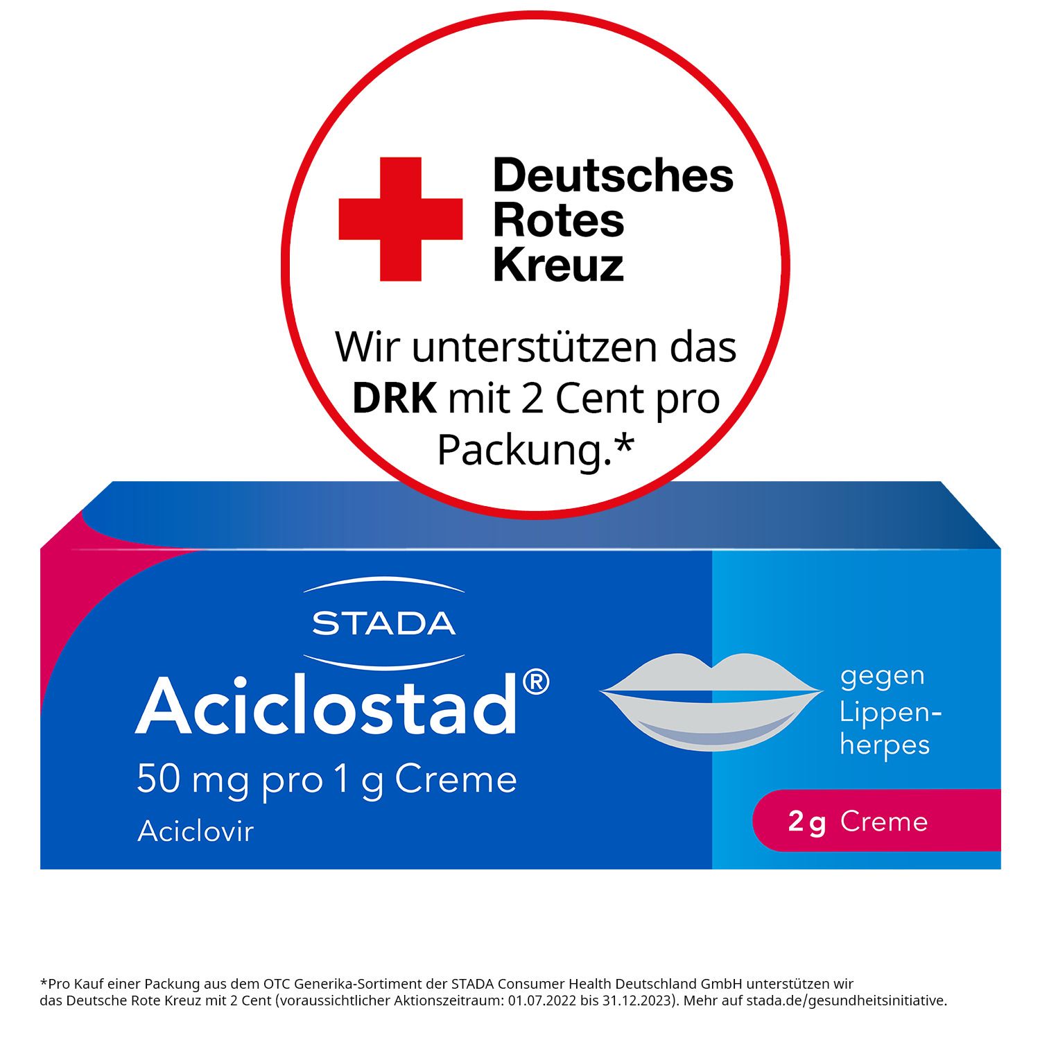 Aciclostad® Creme gegen Lippenherpes hemmt die Viren-Vermehrung und lindert wirksam Schmerzen und Juckreiz