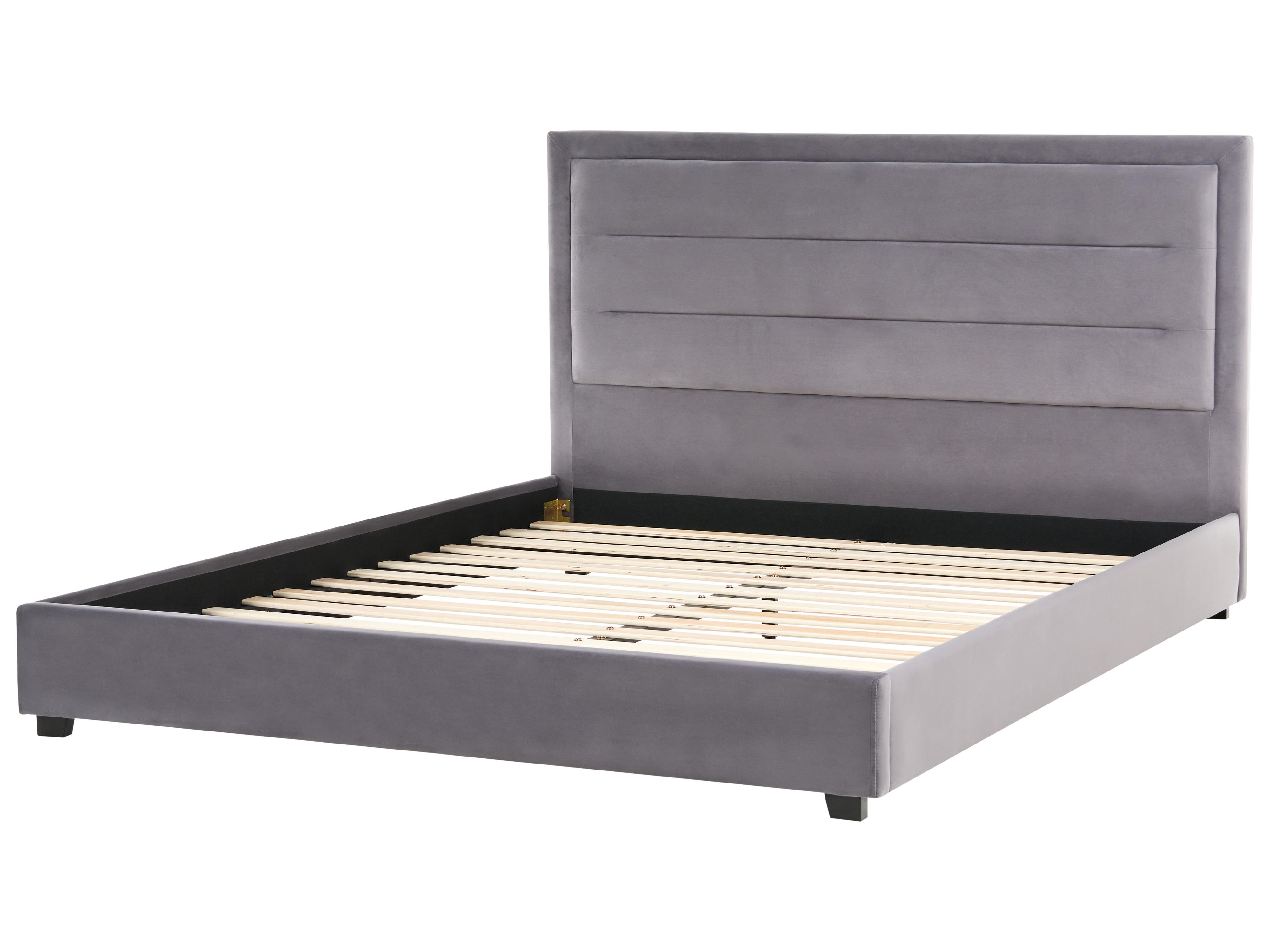 Bed Fluweel ROUEN 180 x 200 cm Donkergrijs
