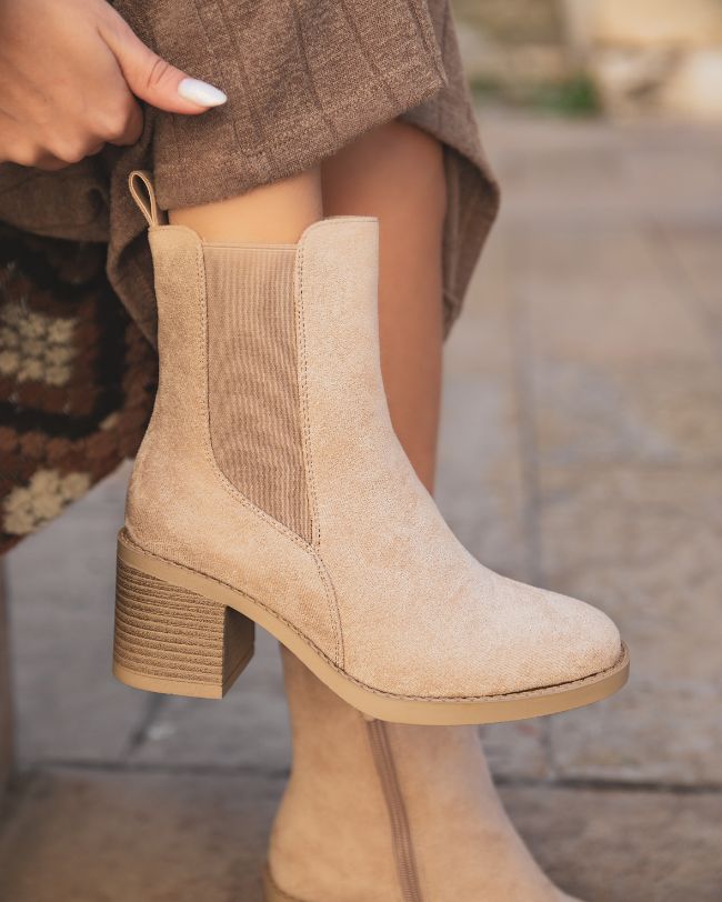 Bottines femme beige à talon - Madeleine