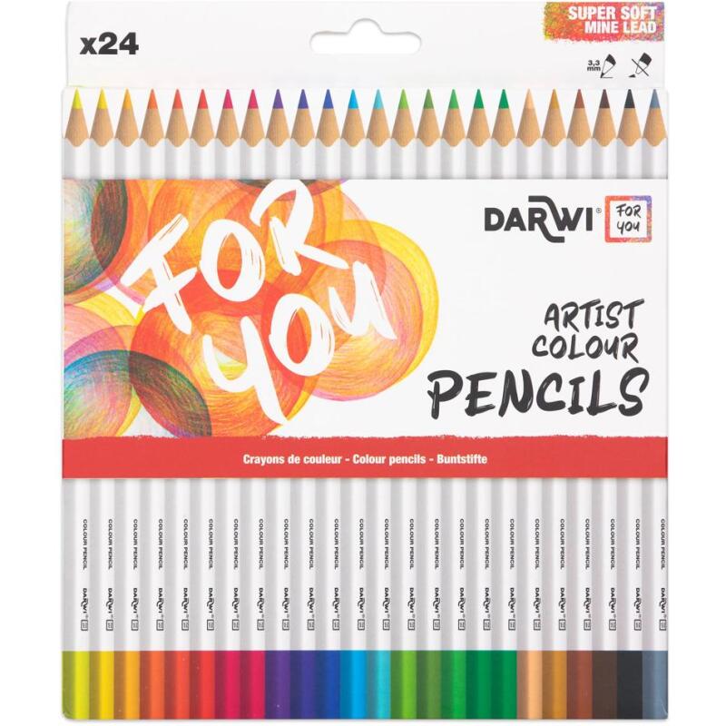 Darwi For You boite de 24 crayons de couleur standards - Assortiment