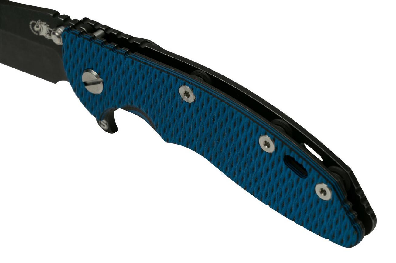 Rick Hinderer XM-18 3.5” Skinny Harpoon Spanto, Battle Black, Blue Black G10, zakmes
