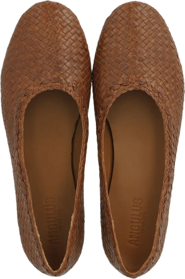 ANGULUS Håndflettet ballerina 3614 tan braid