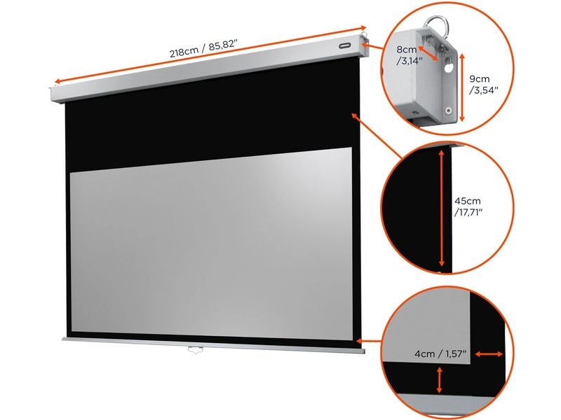 Celexon Rollo-Leinwand Pro Plus 200x113 cm 16:9 Leinwand, 200 x 113 cm, manuell, mattweiss S