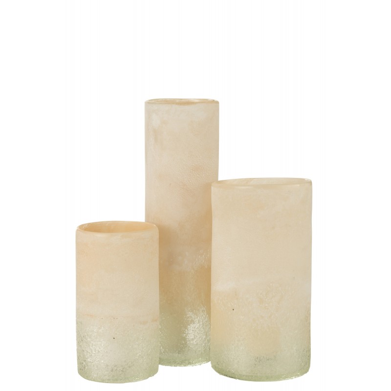 Vase cylindre en verre beige 11x11x41 cm