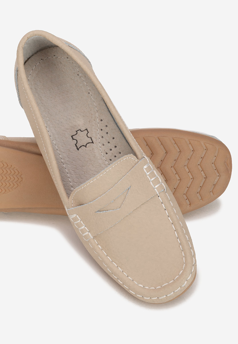 Mocassins femme en cuir nude Cheria