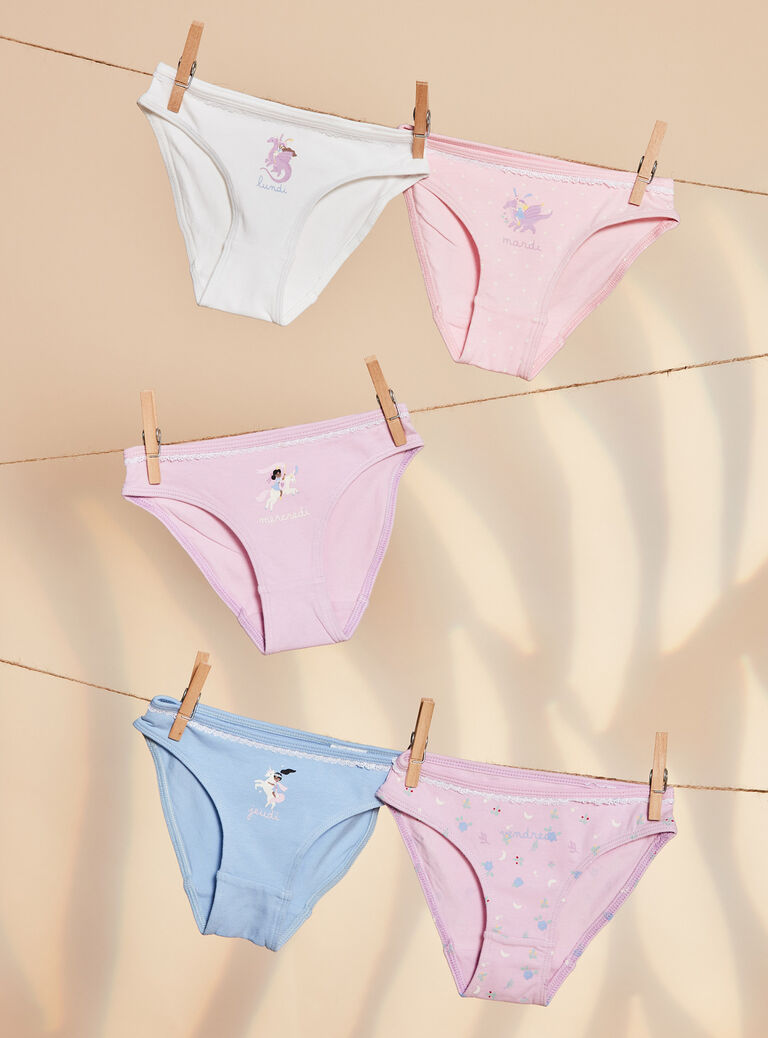 Lot de 5 culottes assorties en coton biologique