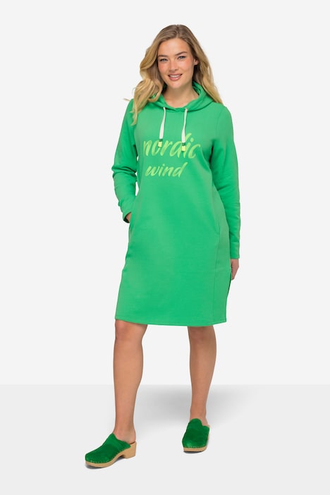 Sweatkleid, Kapuze, Schriftzug, mit recyceltem Polyester