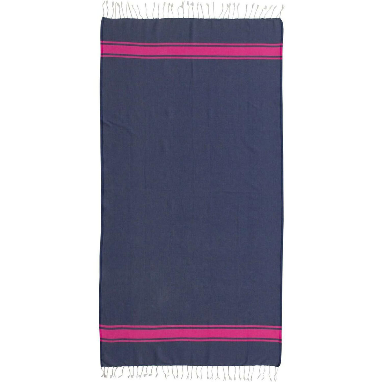 Febronie Fouta Traditionelle St Tropez bleu jean/rose fuschia - 100x200 cm