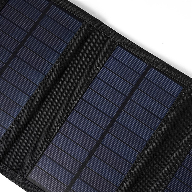 (12W) Faltbares Solar Panel Sonnenkollektor mit USB A Anschluss   Karabiner Haken und 3in1 Ladekabel - Schwarz