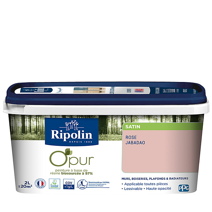 Peinture intérieure Ripolin O'Pur rose jabadao satin 2L