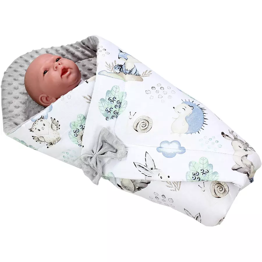 TupTam Baby Winter Einschlagdecke Warm Wattiert Minky blaugrau