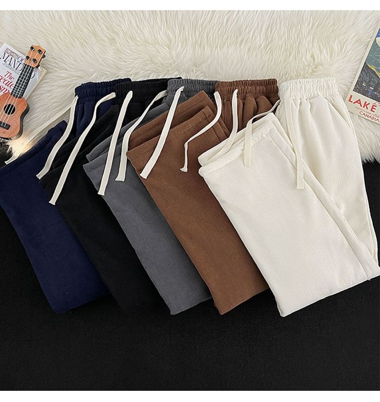 Filmas - Hoge taille effen fleece-gevoerde rechte broek