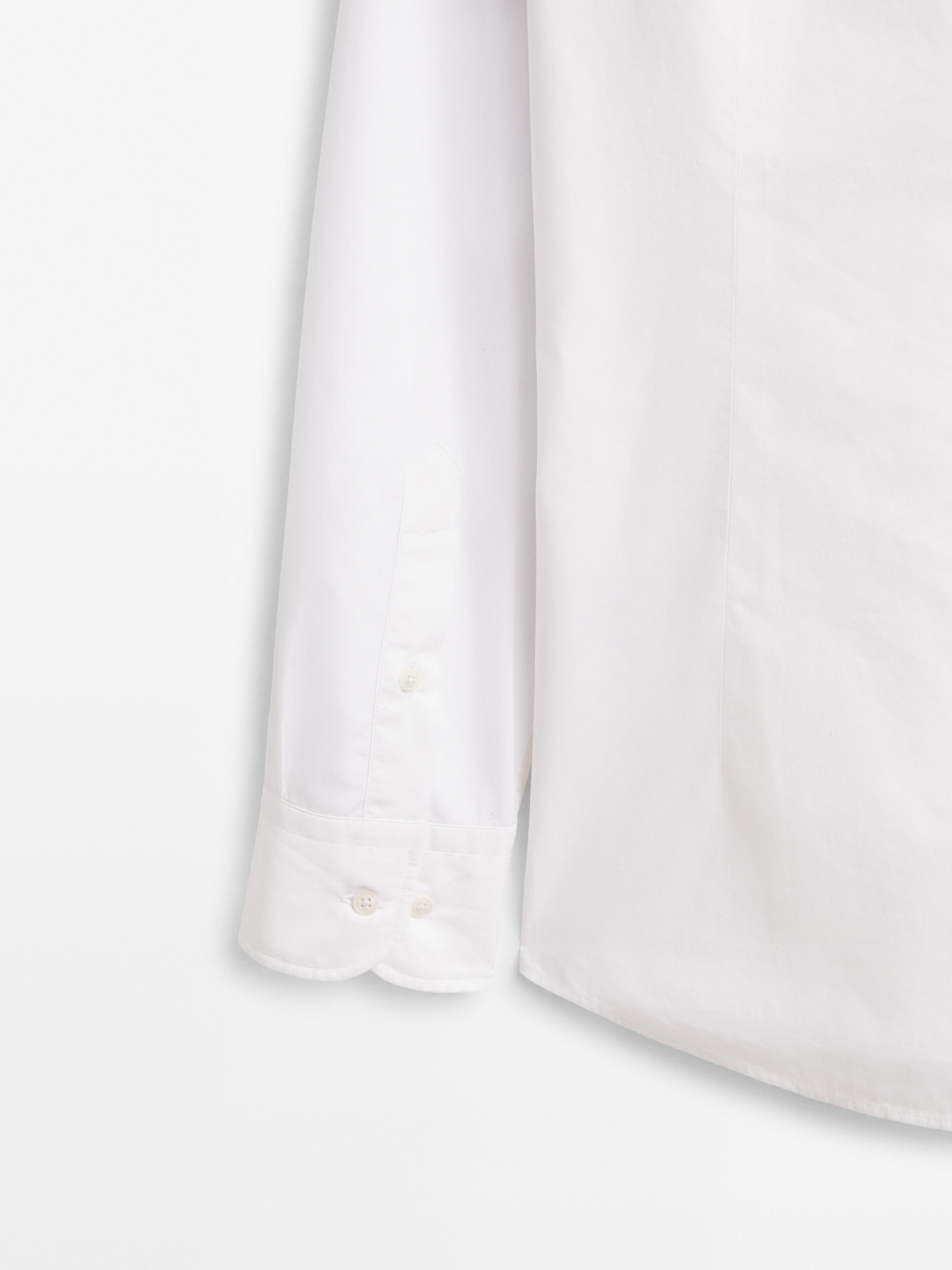Camisa de popeline slim fit com gola mao - BRANCA