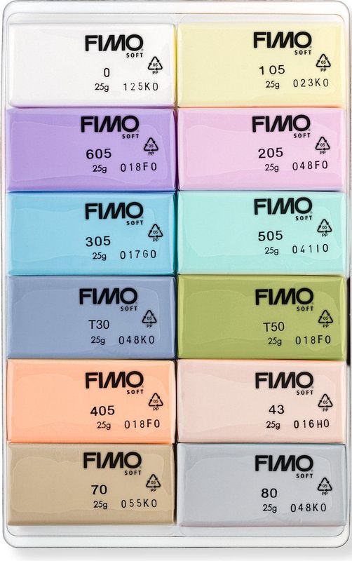 Fimo - Soft Klei - Pastel Kleuren - Pak à 12 Stuks - Vrij van Chemische Weekmakers