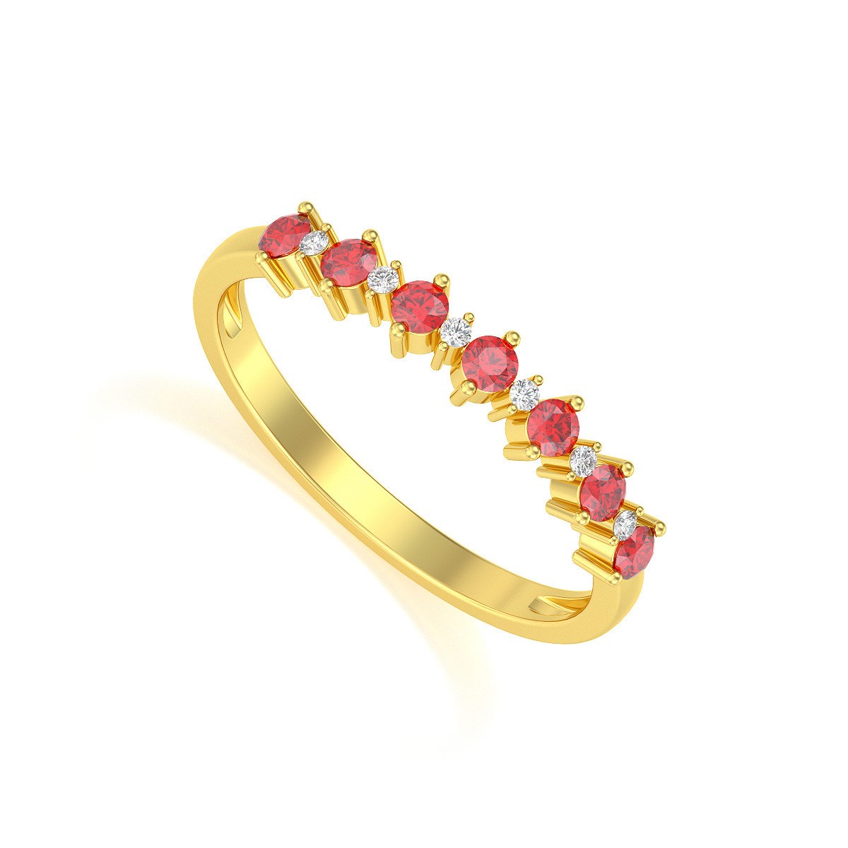 Bague ADEN Or 585 Jaune Rubis et diamants 1.7grs
