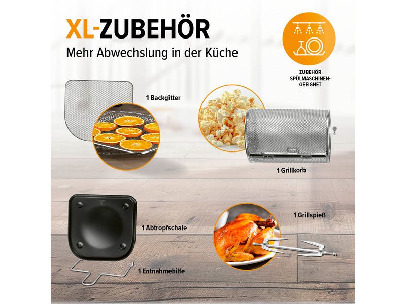 GOURMETmaxx Heissluft-Fritteuse Digital 9in1 Schwarz Backofen, Grill und Fritteuse in einem Gerät