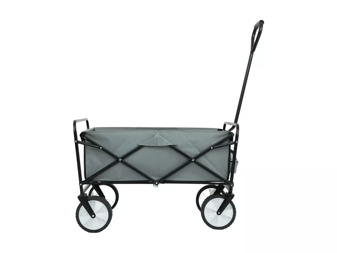 Chariot pliable pour plage avec roues en plastique et capacité de charge maximale de 120 kg en gris