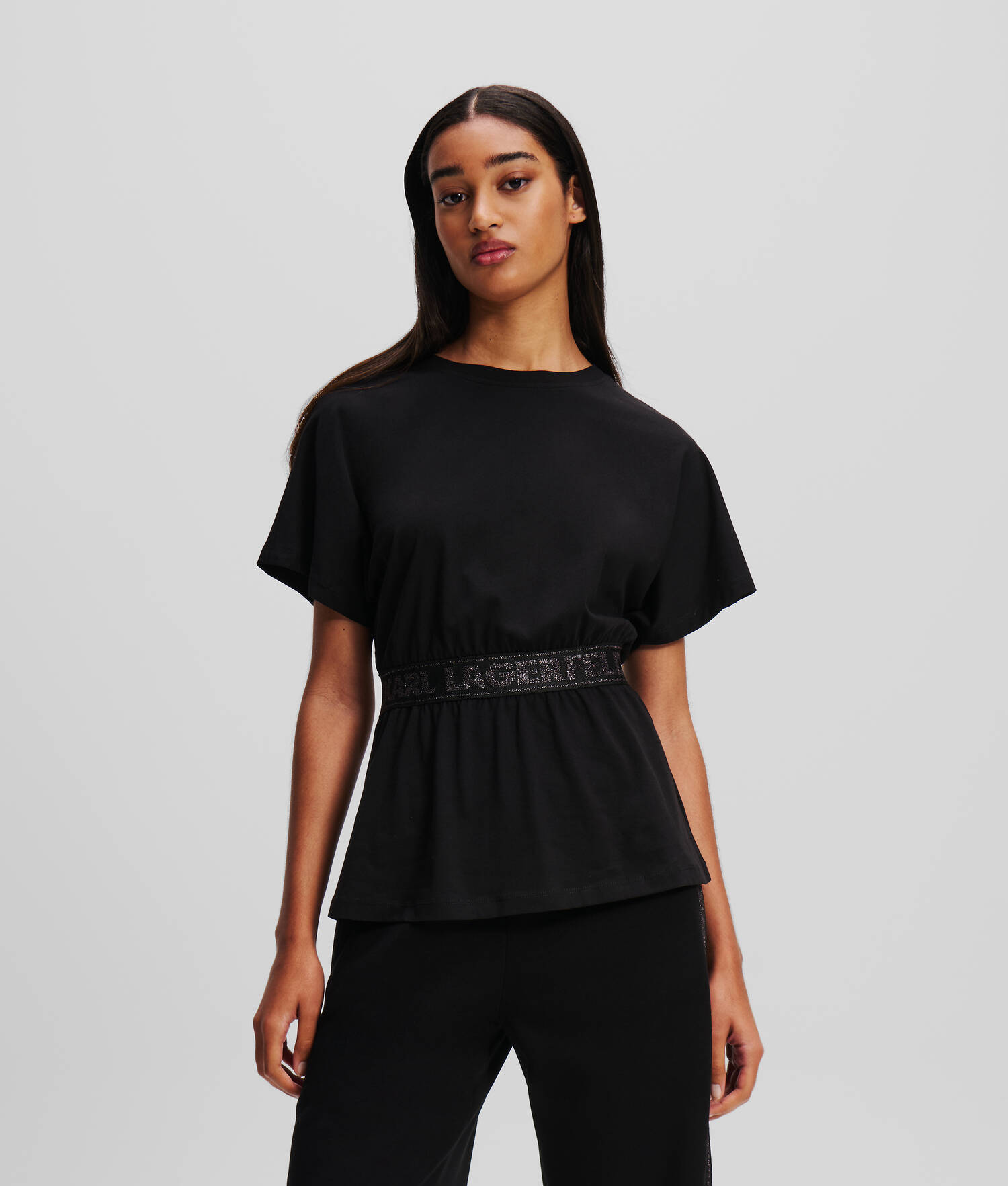 T-SHIRT AVEC GALON À LOGO BRILLANT KARL