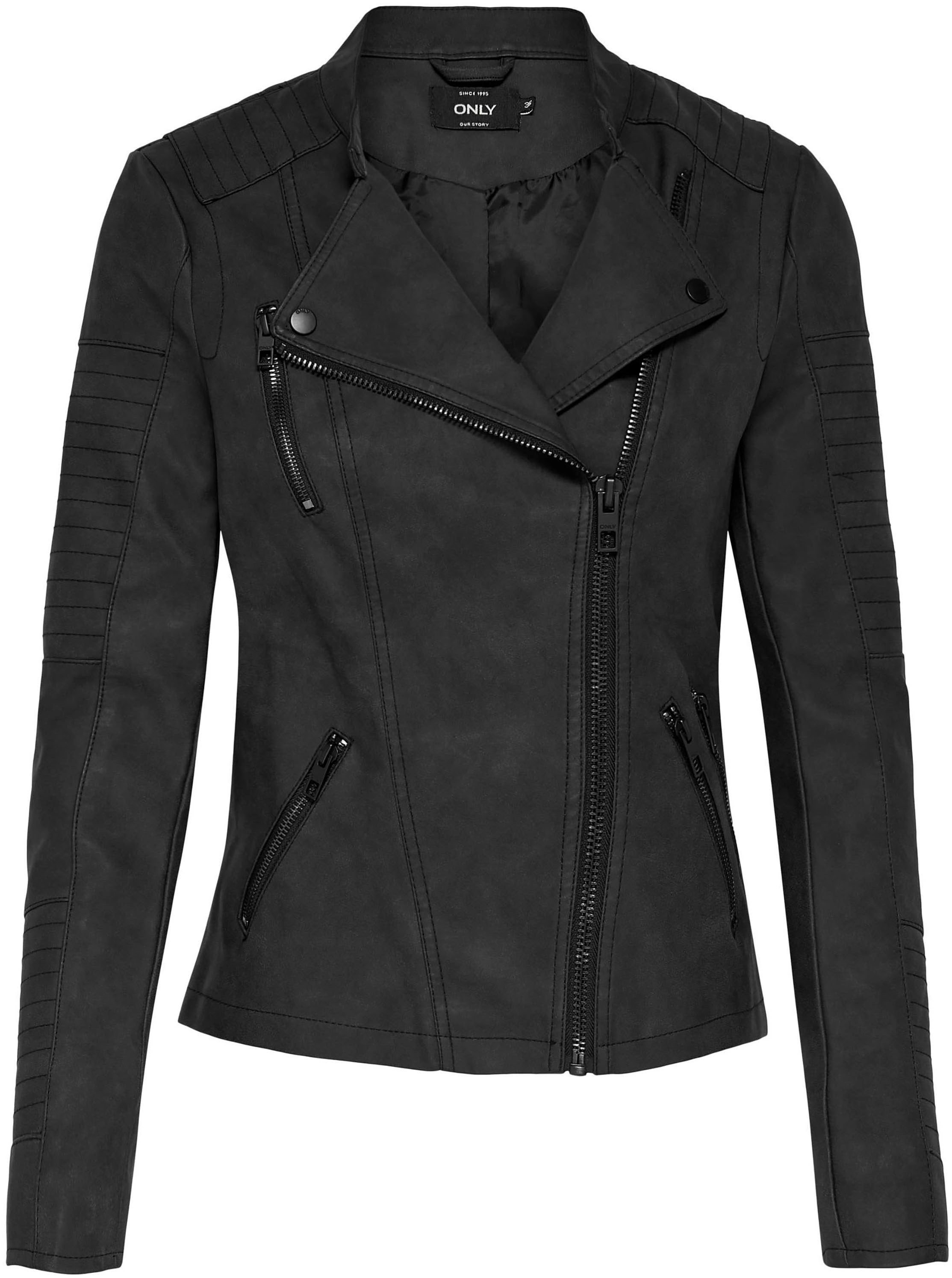 ONLY Lederimitatjacke »ONLAVA FAUX LEATHER BIKER OTW NOOS« mit Biker-Details