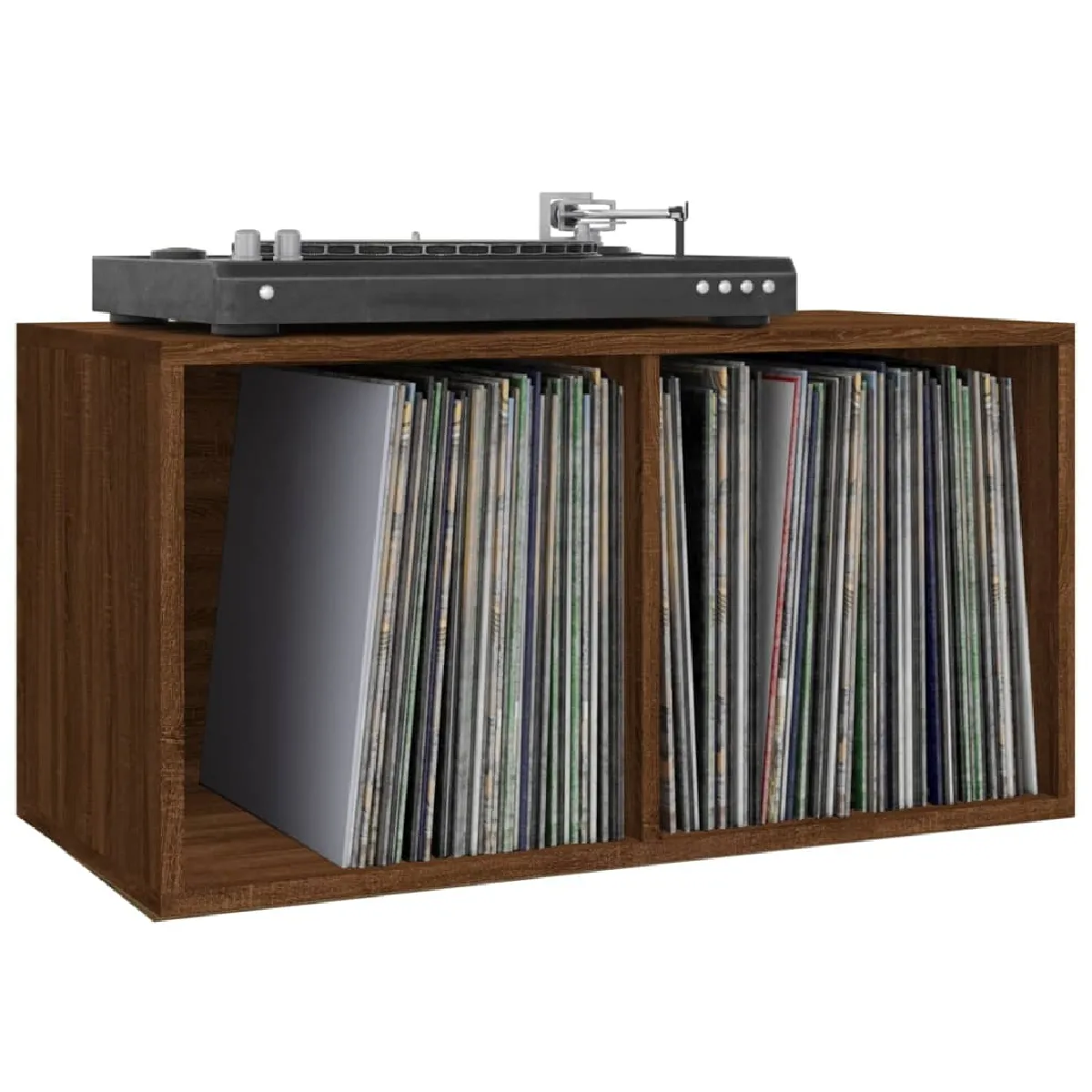 vidaxl Boîte de rangement vinyles - Chêne marron