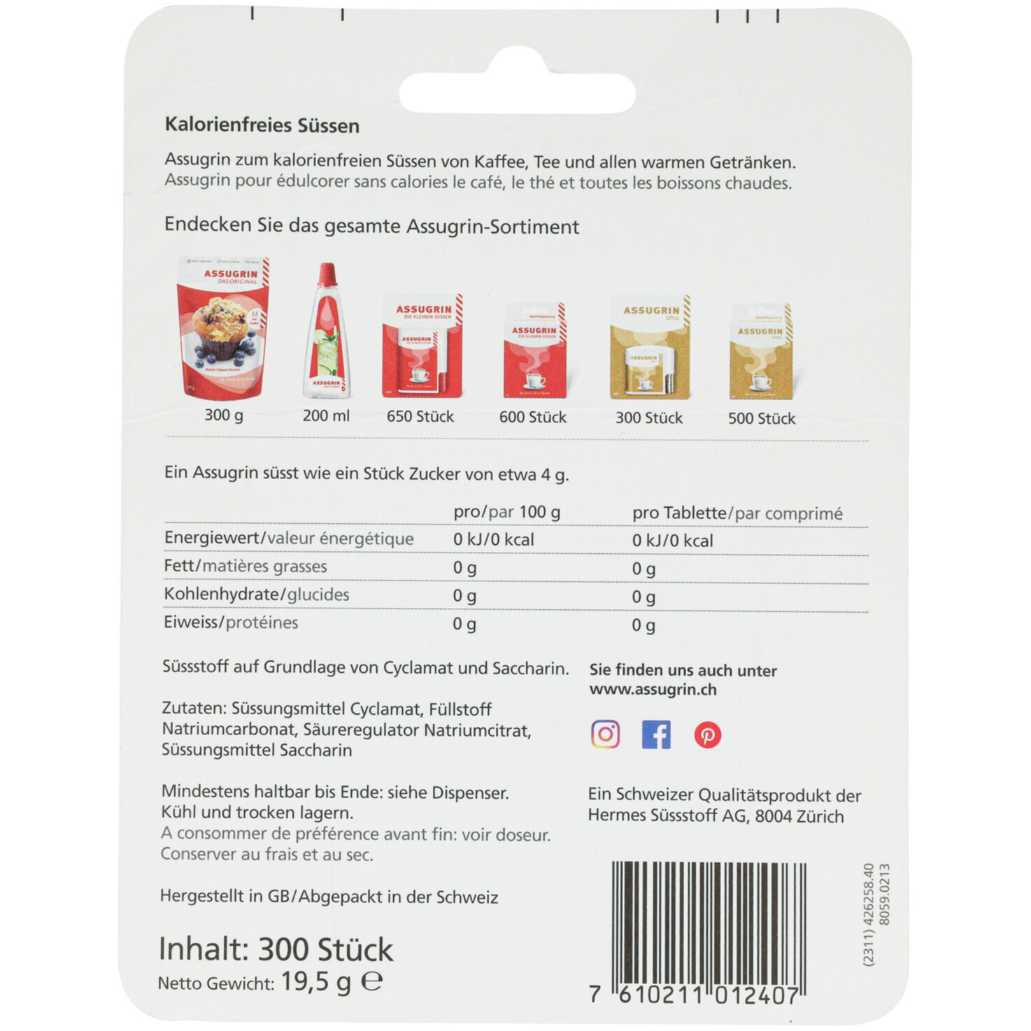 Assugrin Classic Süssstoff 300 Stück