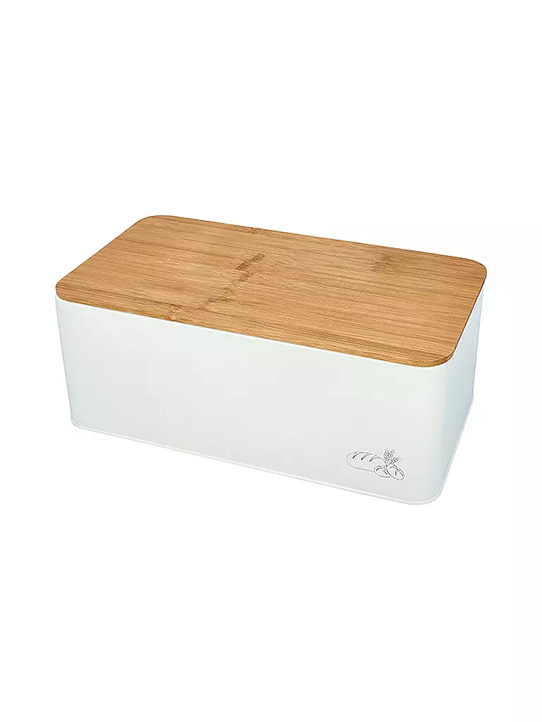 RBV BIRKMANN Brotkasten mit Deckel 33x18cm Metall/Bambus weiss