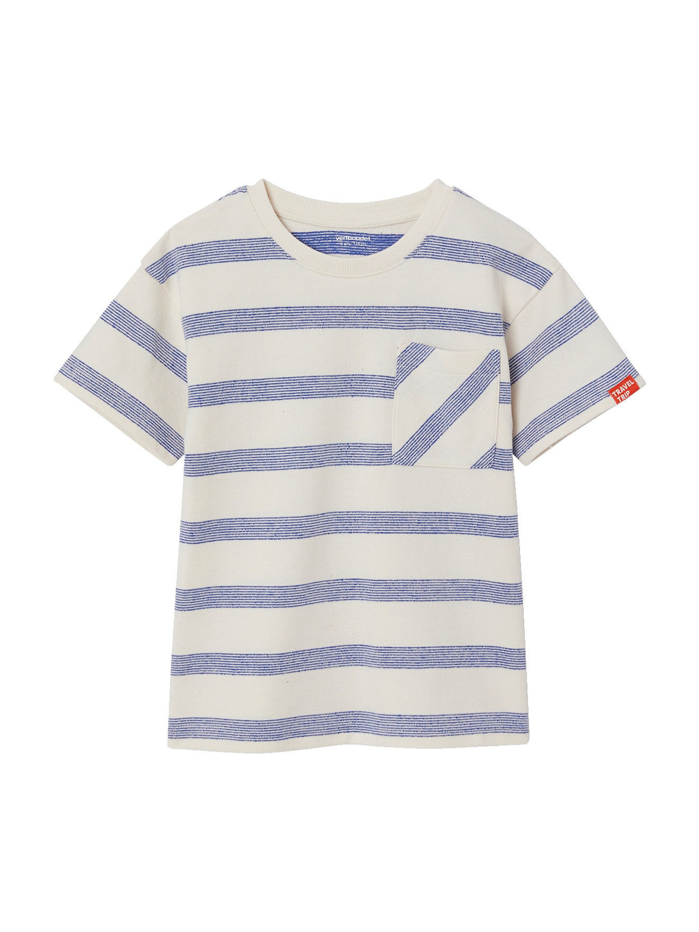 Vertbaudet Jungen T-Shirt aus Waffelpikee weiß gestreift