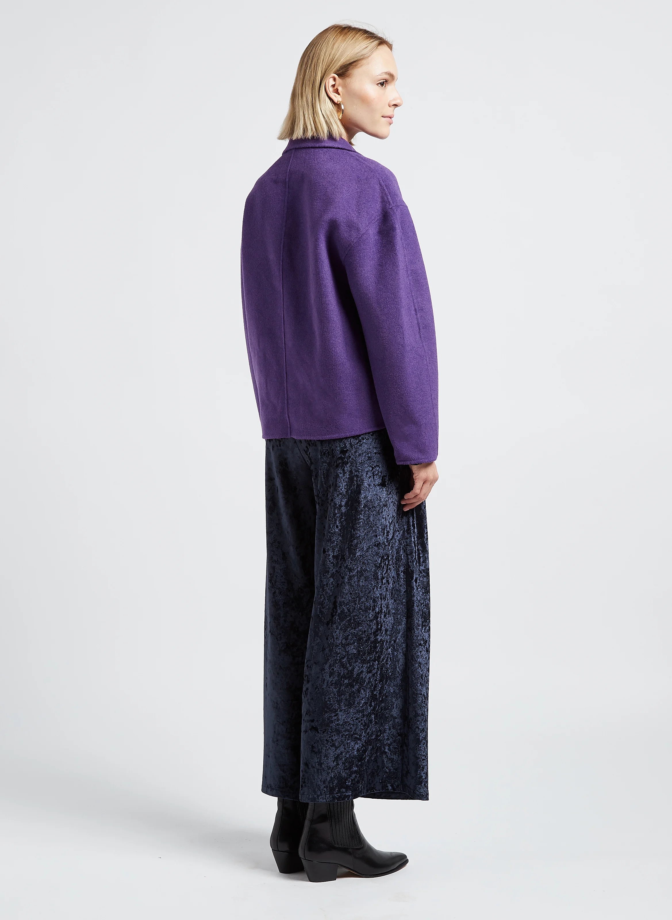 Pantalon large en velours | Bleu