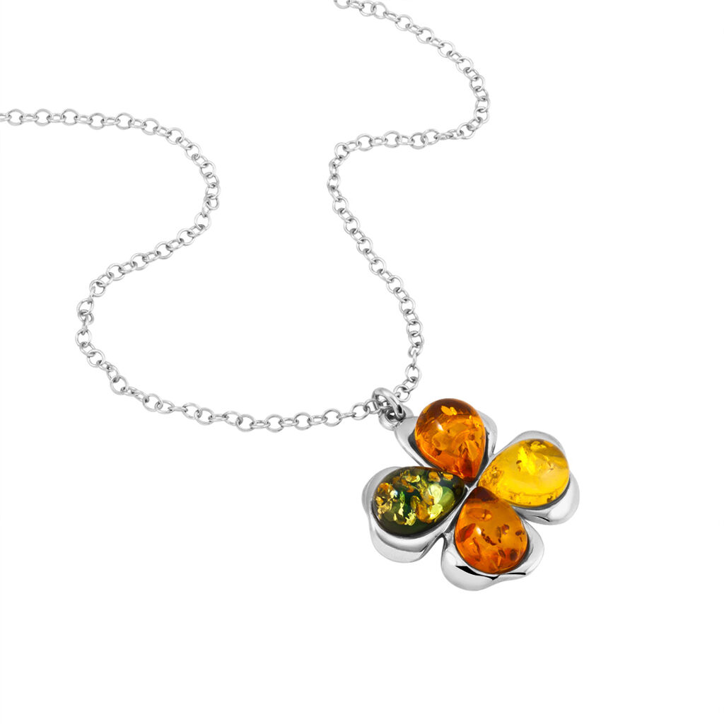 Collier Oviya Argent Blanc Ambre