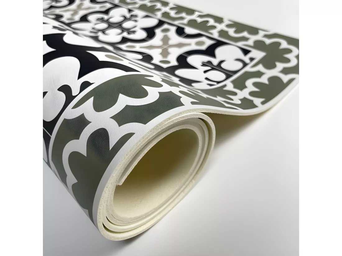 Tapis Vinyle Large l120xH200cm - Cassandre Vert - Vinyle