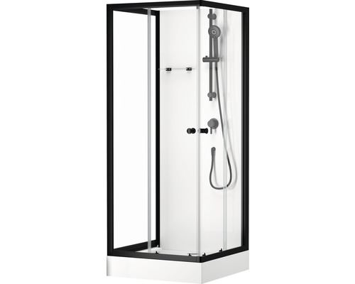 Complete douche Aurlane Multi Place 80 x 80 cm profielkleur zwart helder glas