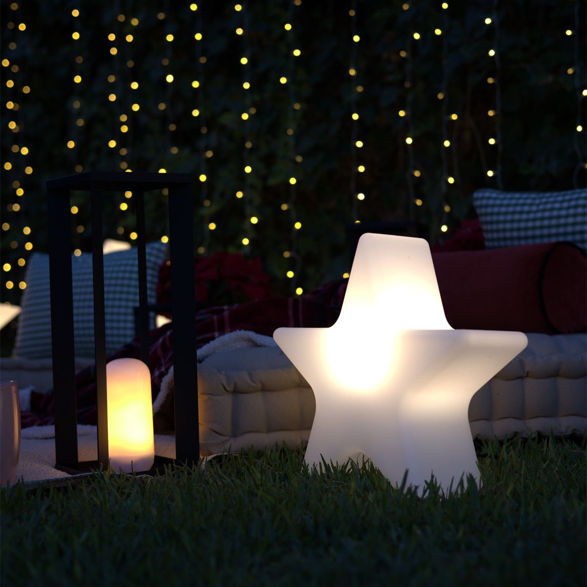 Kerst vloerlamp wit 60cm incl. LED oplaadbaar RGBW - Nova