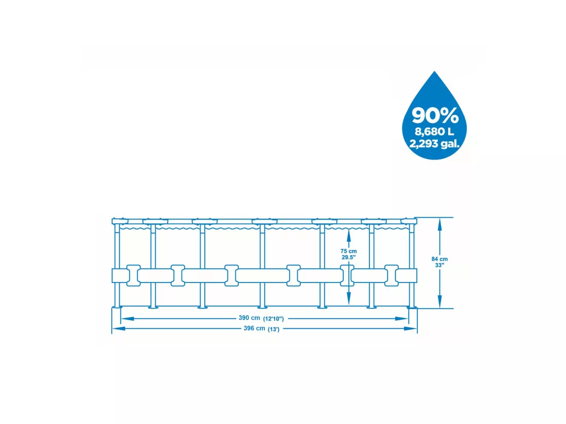 Piscine Hors-sol Tubulaire Bestway Steel Pro 396x84 cm Épurateur à Cartouche de 2 006 L/H