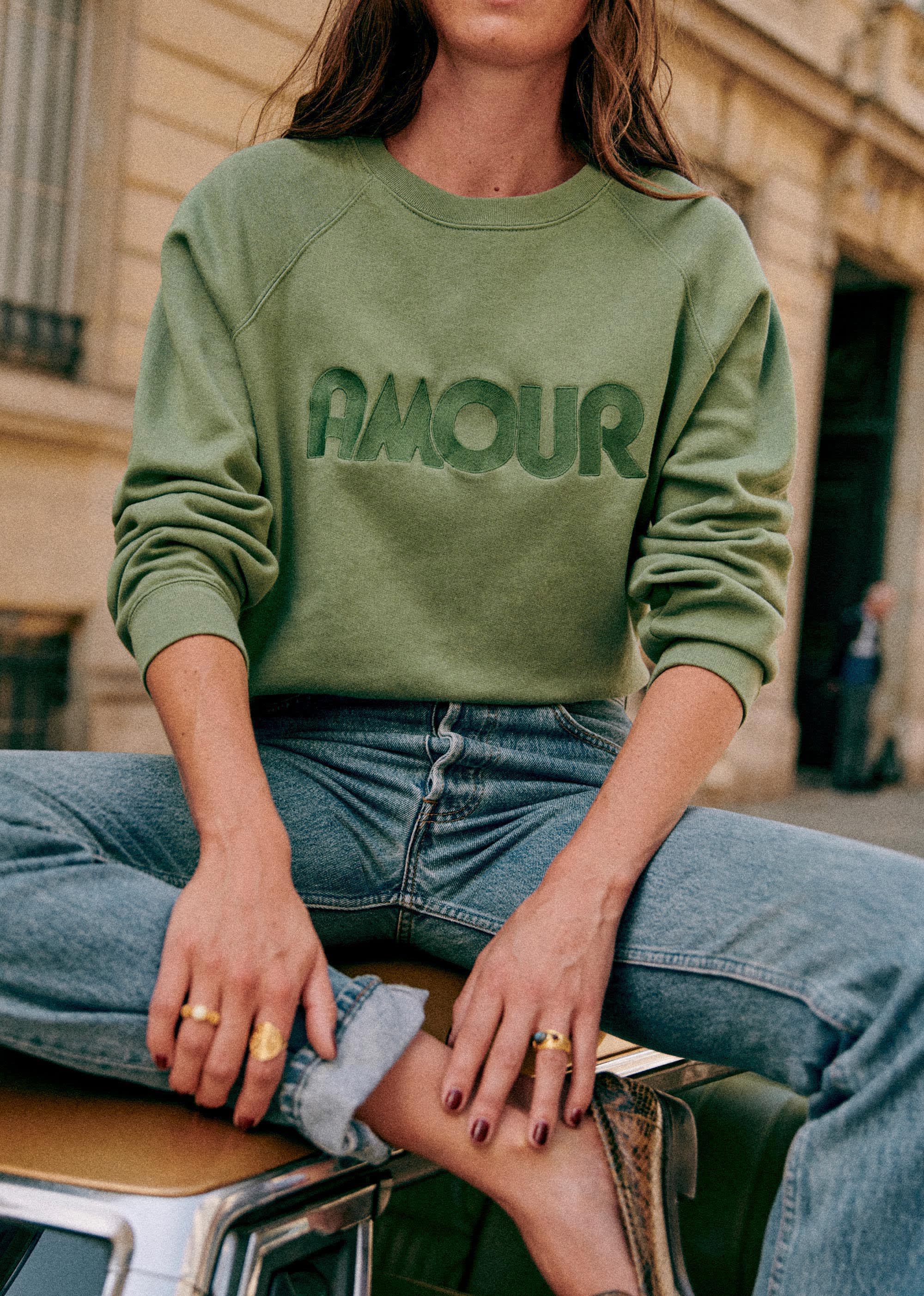 Sweat-shirt Amour - Sauge Clair - E-SHOP/SWEATS & MARINIÈRES Sweats 5905748
