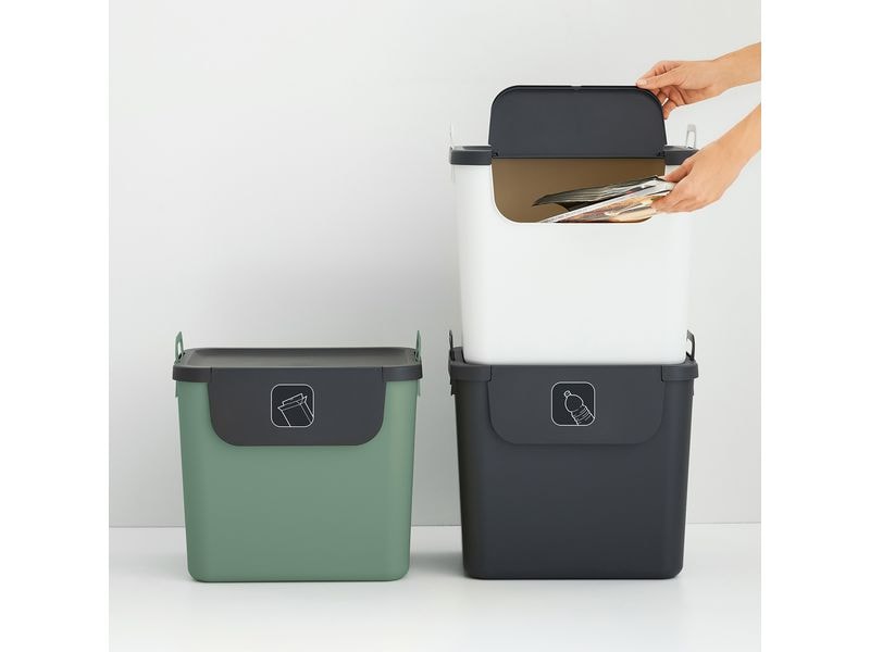 Rotho Recyclingbehälter Jive 99.2 l, Grün/Schwarz/Weiss 5-teiliges Recycling-Müllsystem