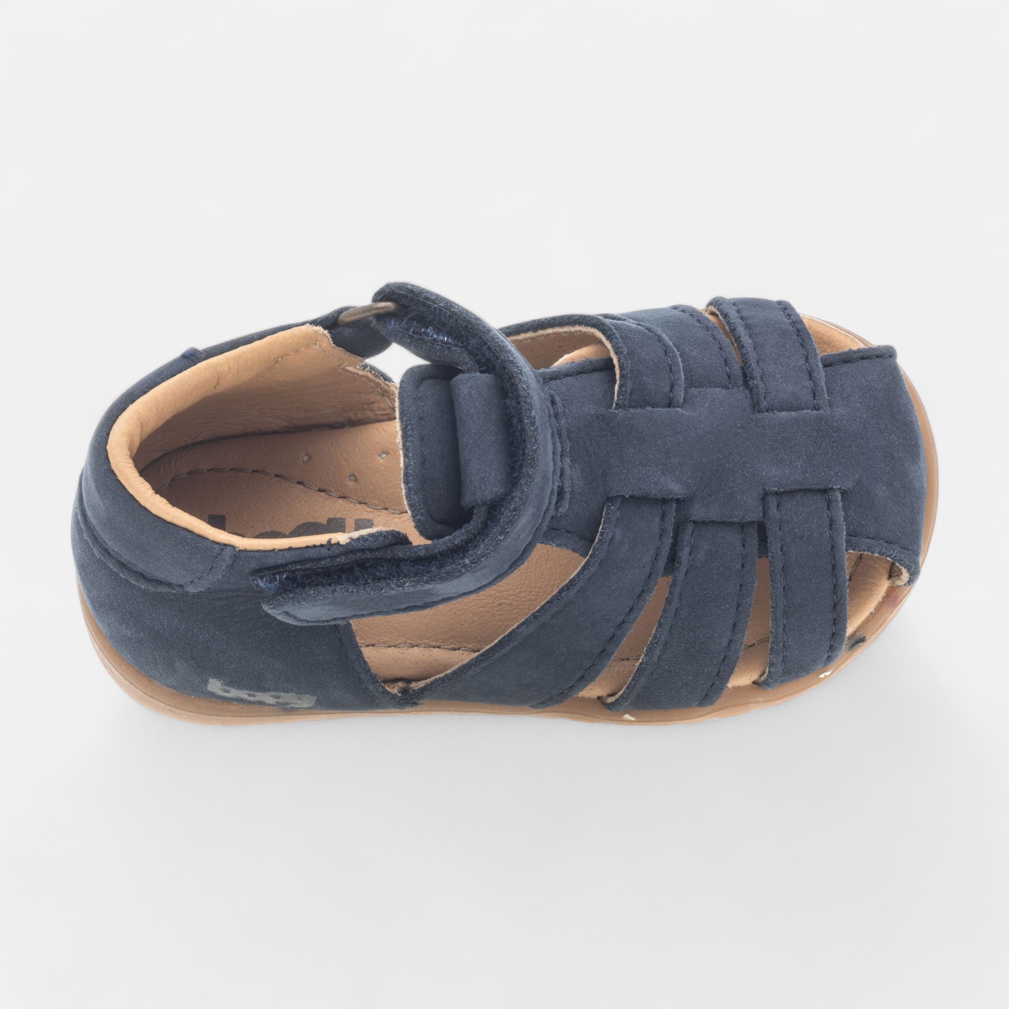 Nu-pieds Bébé garçon en cuir bleu marine