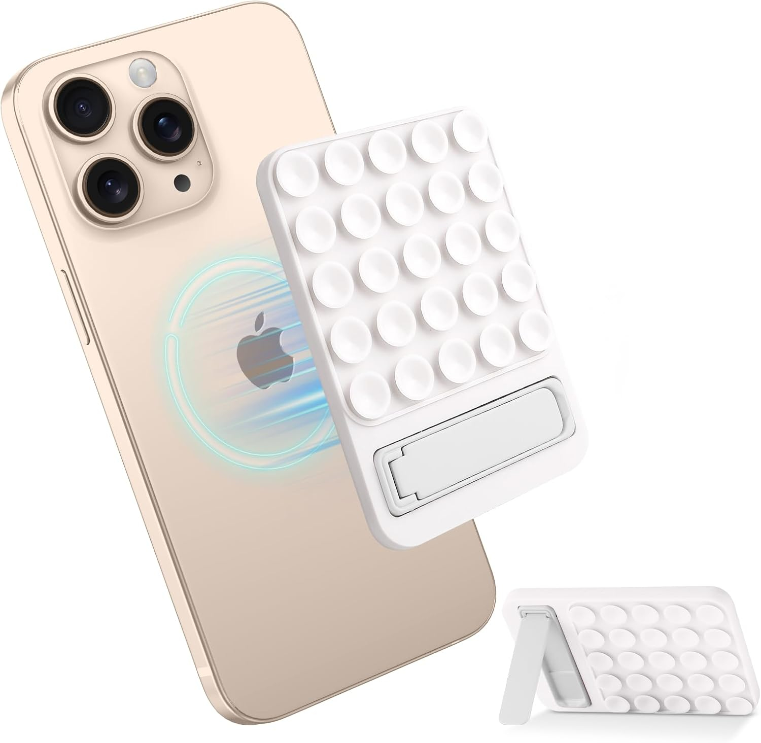 Universal MagSafe Silikon Saugnapf Smartphone Halterung mit Kickstand Aufsteller - Weiss