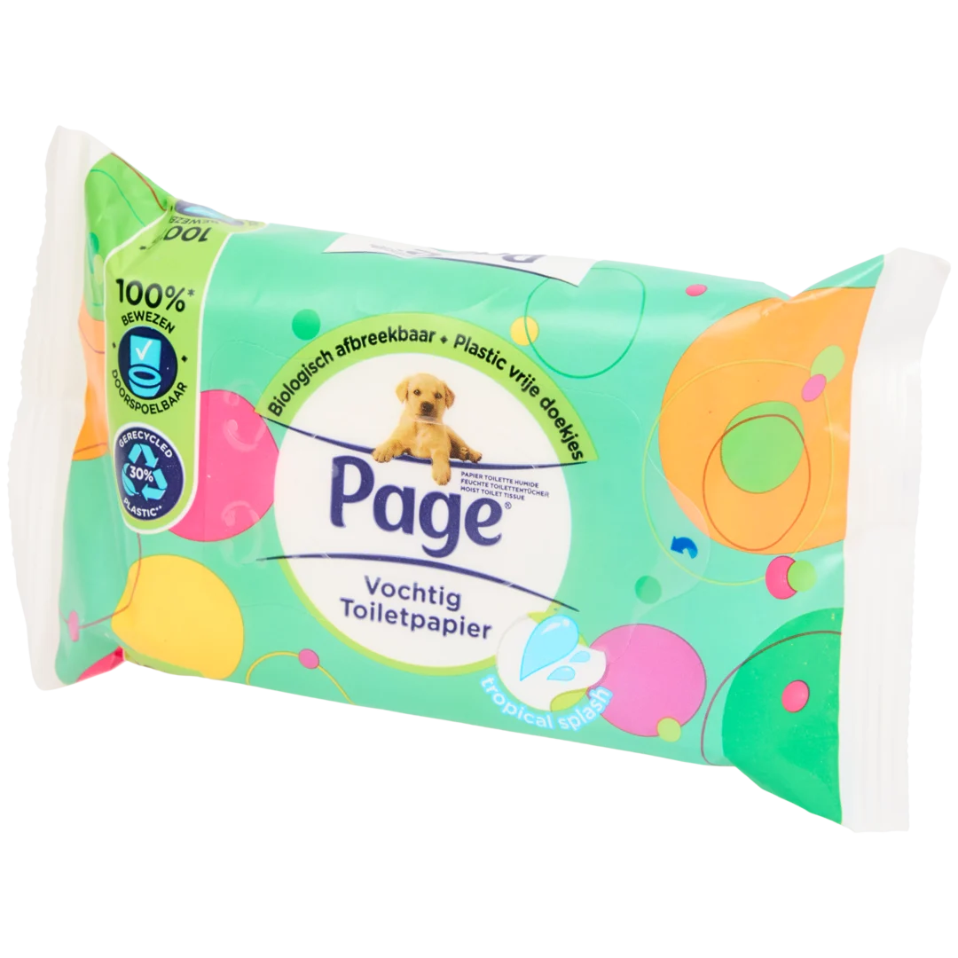 Page doorspoelbaar vochtig toiletpapier Tropical Splash 38 vel