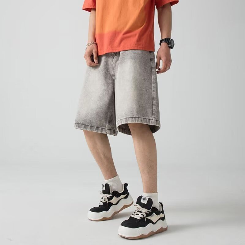 Maxelane - Mid Rise Washed Denim Shorts