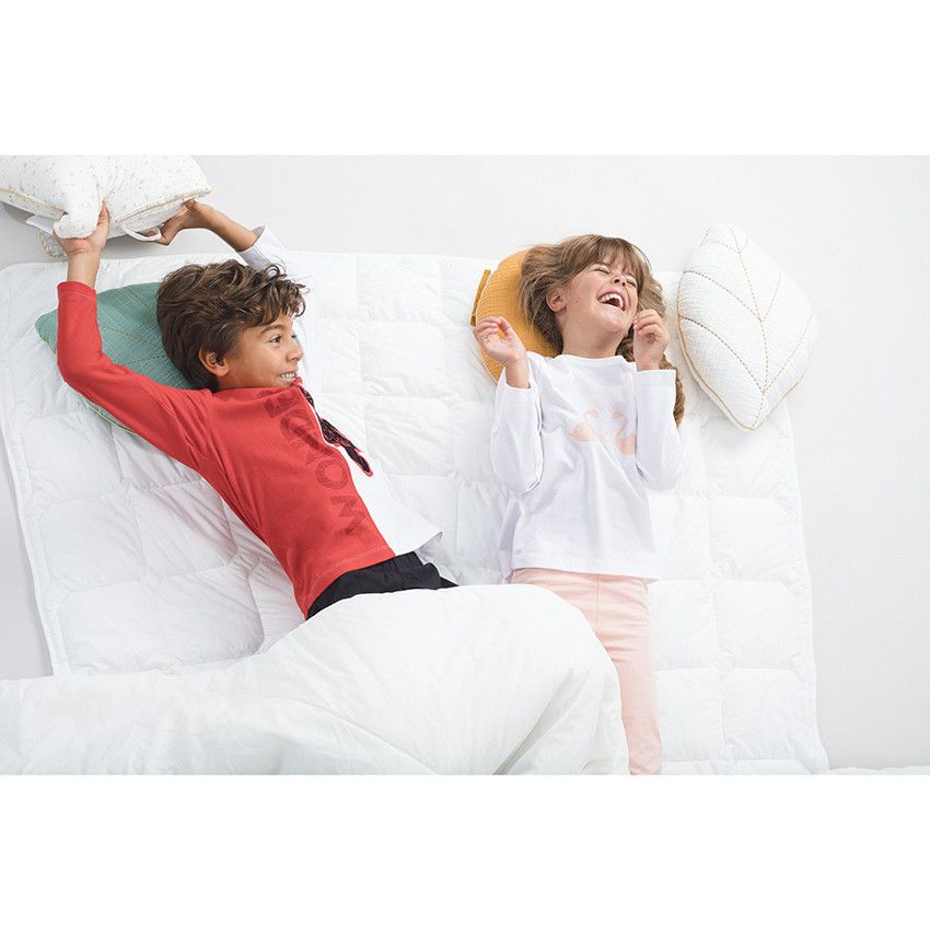 Pyjama en coton bicolore print flamants roses - Blanc