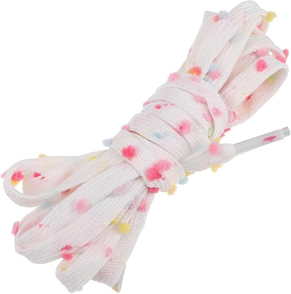 (1 Paar) 120cm Flache Schnürsenkel Fashion Schuhbändel mit Pompon Punkten - Bunt