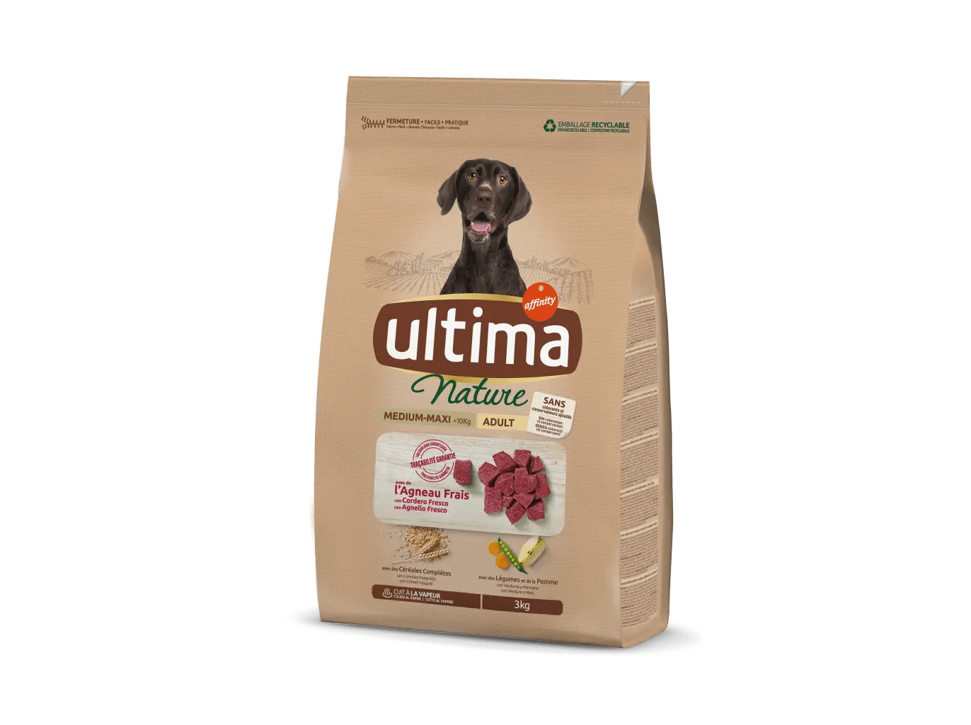 RAÇÃO PARA CÃO NATURE ULTIMA RAÇA MÉDIO/MAXI COM BORREGO 3KG