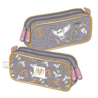 Trousse rectangulaire Harry Potter Hedwig - 2 compartiments - violet pastel - Kid'Abord